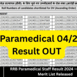 RRB Paramedical Staff Result 2024 — Region-Wise Merit List Released